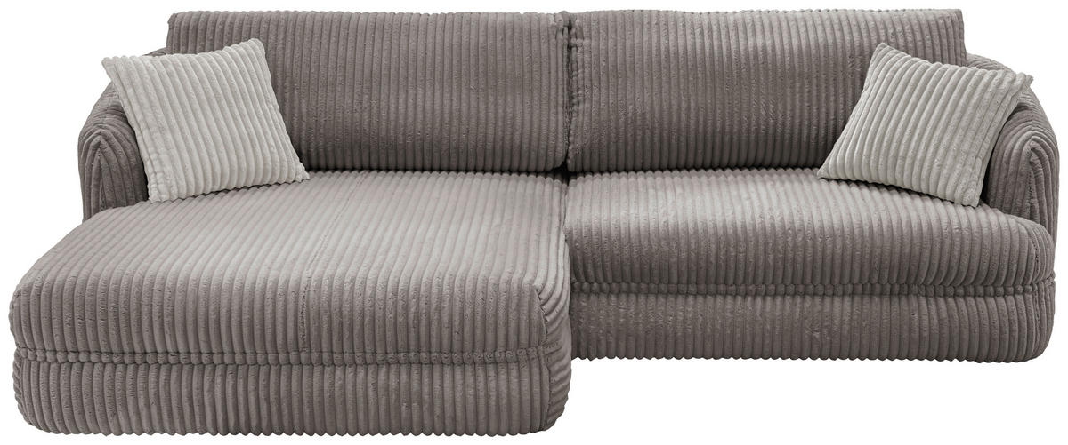 ECKSOFA in Cord Taupe  - Taupe/Silberfarben, Design, Kunststoff/Textil (161/284cm) - Livetastic