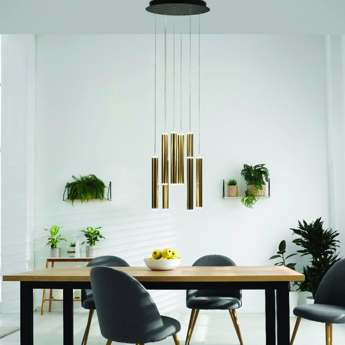 LED-PENDELLEUCHTE Prado 40/200 cm  - Messingfarben/Schwarz, Design, Metall (40/200cm) - Fabas Luce