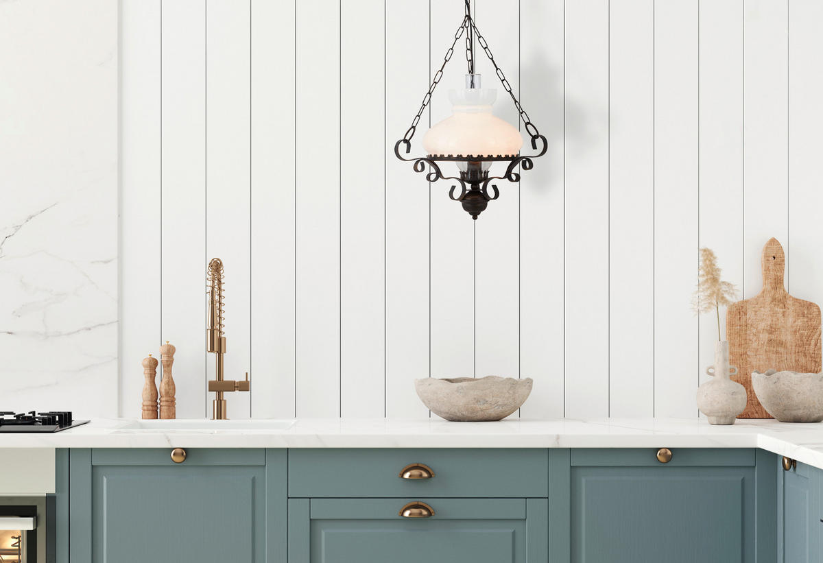 HÄNGELEUCHTE Rustic 45/45/55-93 cm   - Messingfarben, MODERN, Glas/Metall (45/45/55-93cm) - Searchlight