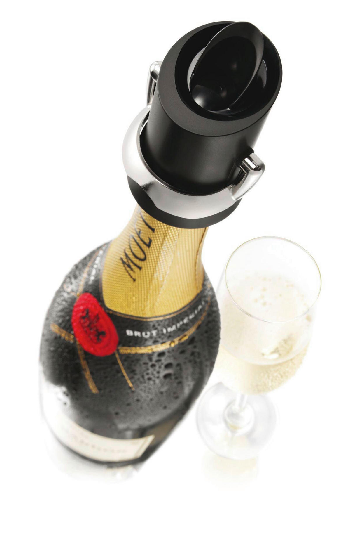 SEKTVERSCHLUSS - Schwarz, Basics, Kunststoff (7.30/5.10/11.70cm) - Vacu Vin