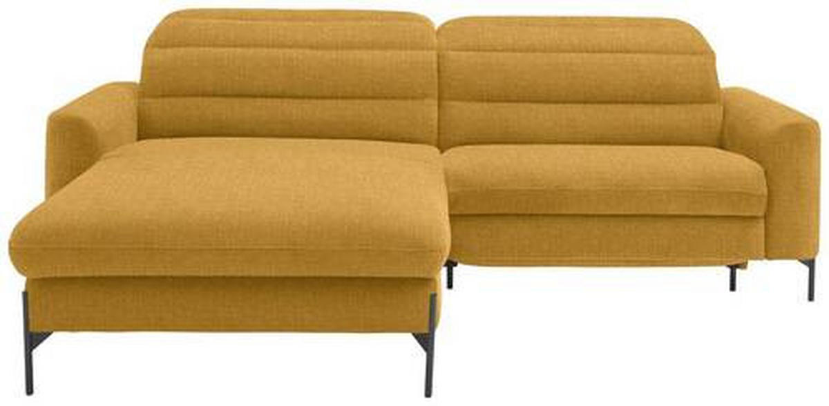 ECKSOFA in Flachgewebe Currygelb  - Currygelb/Schwarz, Design, Textil/Metall (191/252cm) - Dieter Knoll