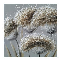 OLJEMÅLNING blommor brun, grå, vit 30/30 cm  - vit/brun, Design, trä/textil (30/30cm) - Monee