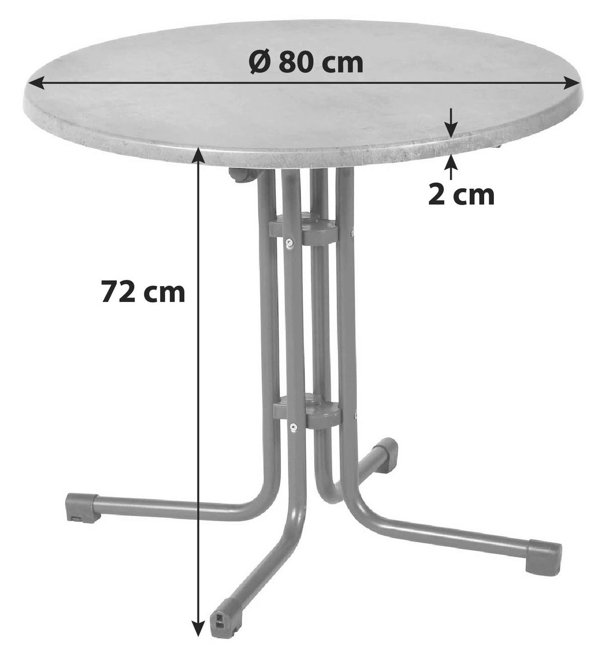 GARTENKLAPPTISCH Metall, Holzwerkstoff rund  - Anthrazit/Grau, Basics, Holzwerkstoff/Metall (80/72cm) - Gardenson