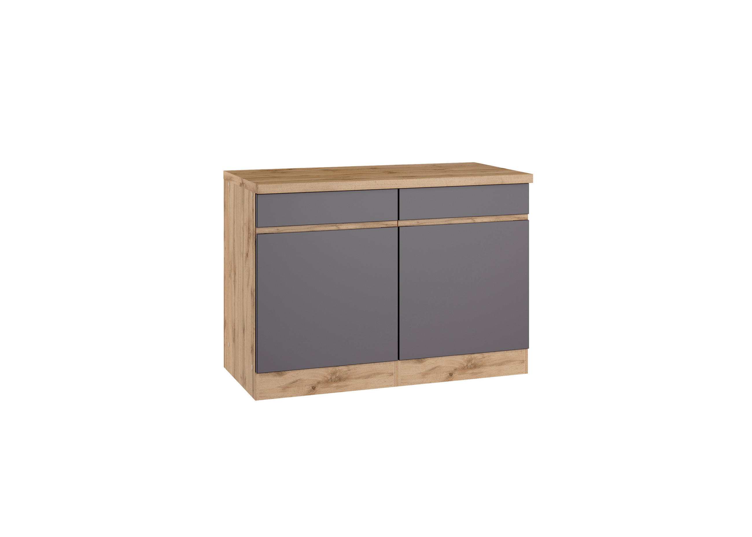KÜCHENUNTERSCHRANK 120/86/60 cm  in Grau, Eiche Wotan  - Eiche Wotan/Grau, Design, Holzwerkstoff (120/86/60cm) - Held