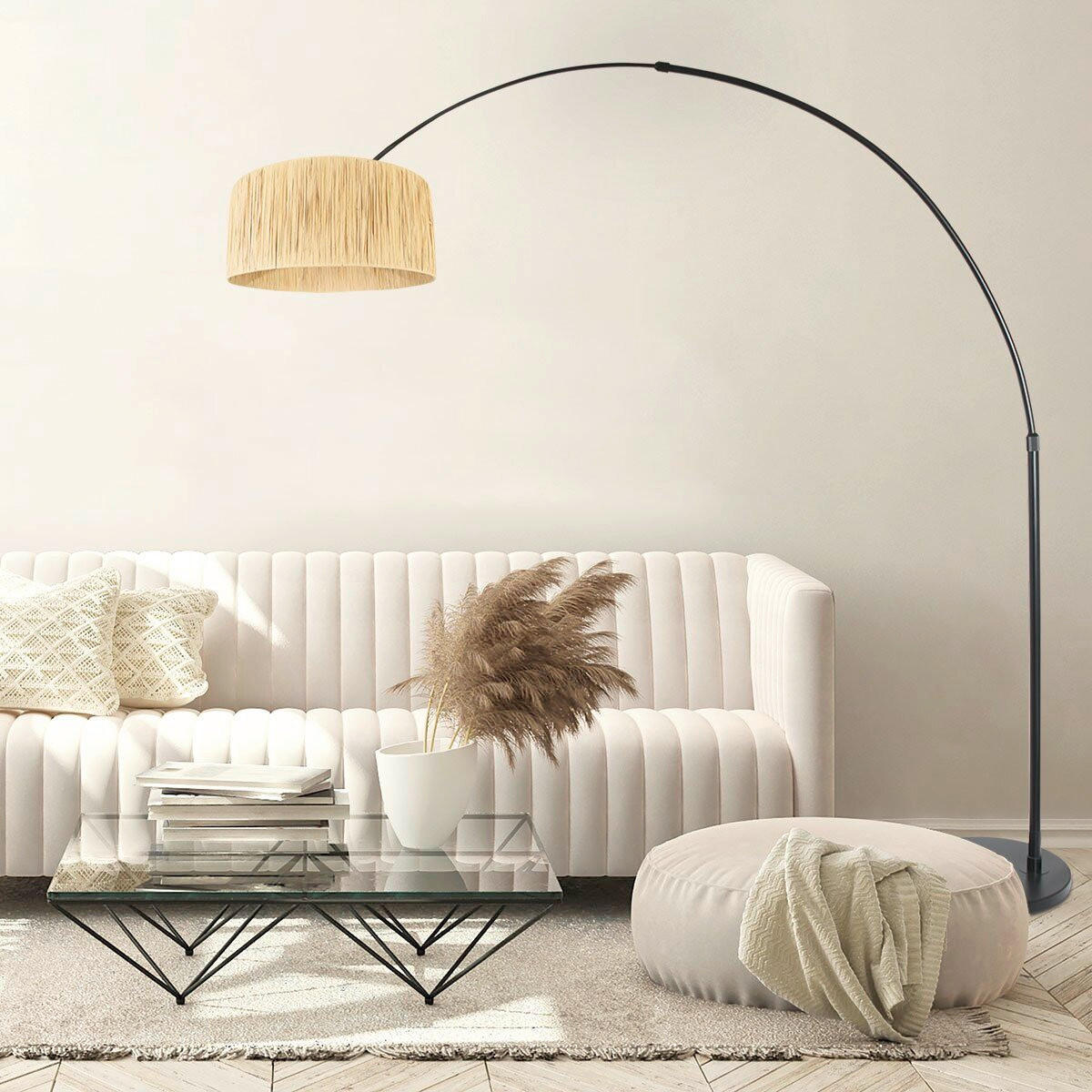 STEHLEUCHTE SPARKLED LIGHT 50/240/230 cm  - Beige/Schwarz, Trend, Naturmaterialien/Metall (50/240/230cm)