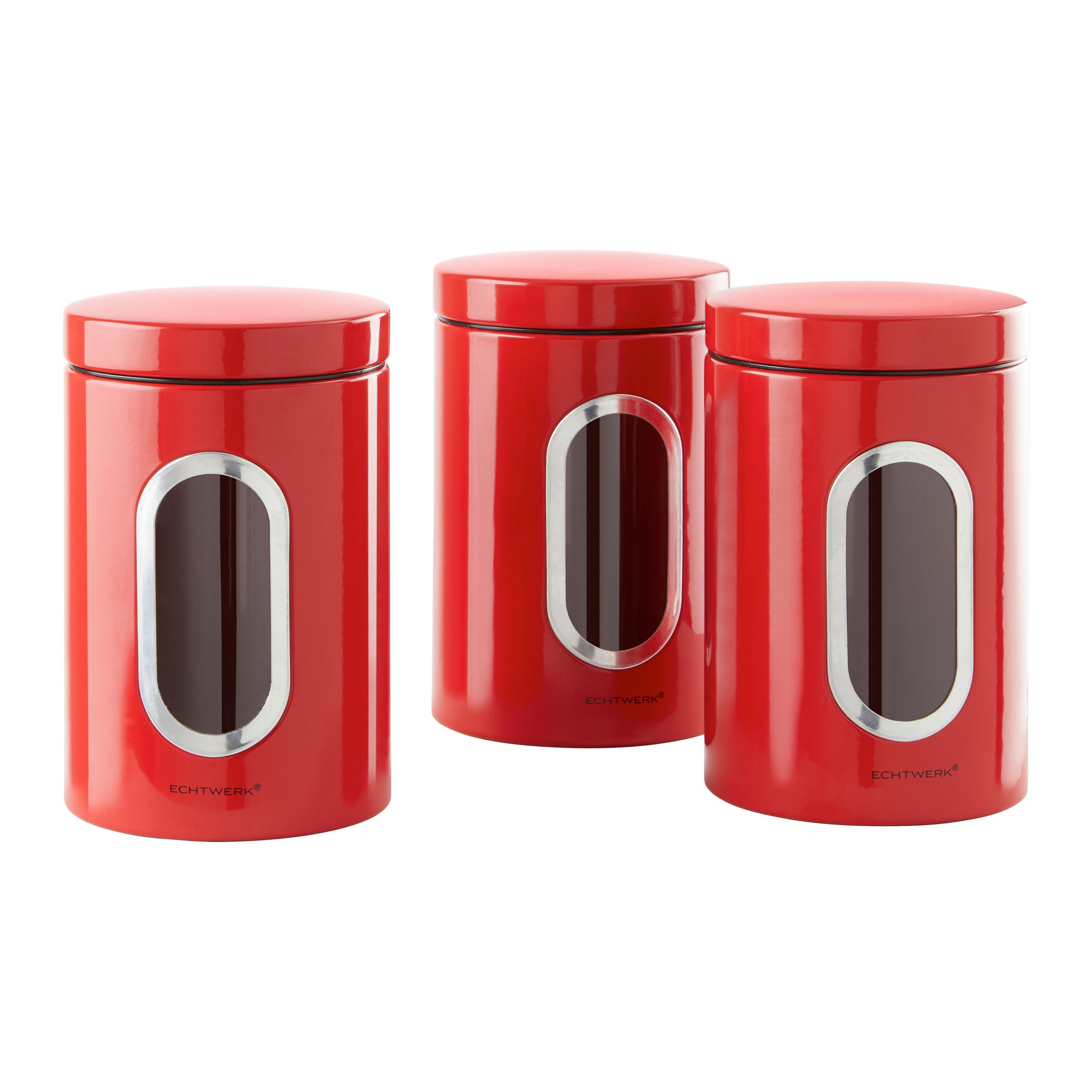 FÖRVARINGSBURKAR SET 3 delar  - röd, Modern, metall (11/17,5cm) - Echtwerk