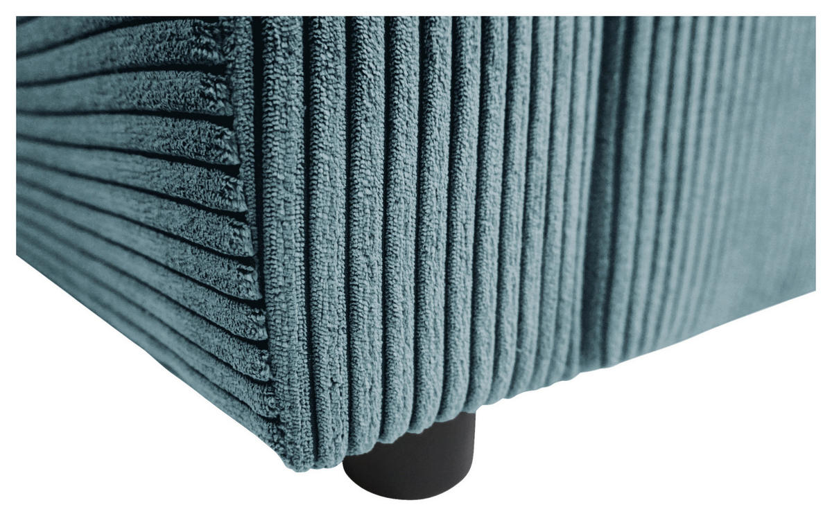 ECKSOFA TERMOLI Hellblau Cord Rückenkissen, Bettkasten  - Schwarz/Hellblau, Design, Kunststoff/Textil (231/155cm) - MID.YOU