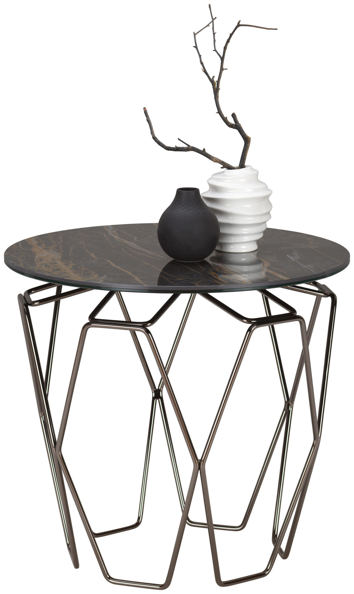 BEISTELLTISCH in Metall, Keramik 60/60/55 cm  - Schwarz, Design, Keramik/Metall (60/60/55cm) - Naos