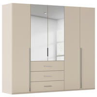 DREHTÜRENSCHRANK 251/223/60 cm,  in Champagner, 5-türig  - Chromfarben/Champagner, Design, Glas/Holzwerkstoff (251/223/60cm) - home24