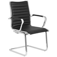 BESUCHERSTUHL  in Lederlook Schwarz  - Silberfarben/Schwarz, Basics, Textil/Metall (54/90/50cm) - MID.YOU