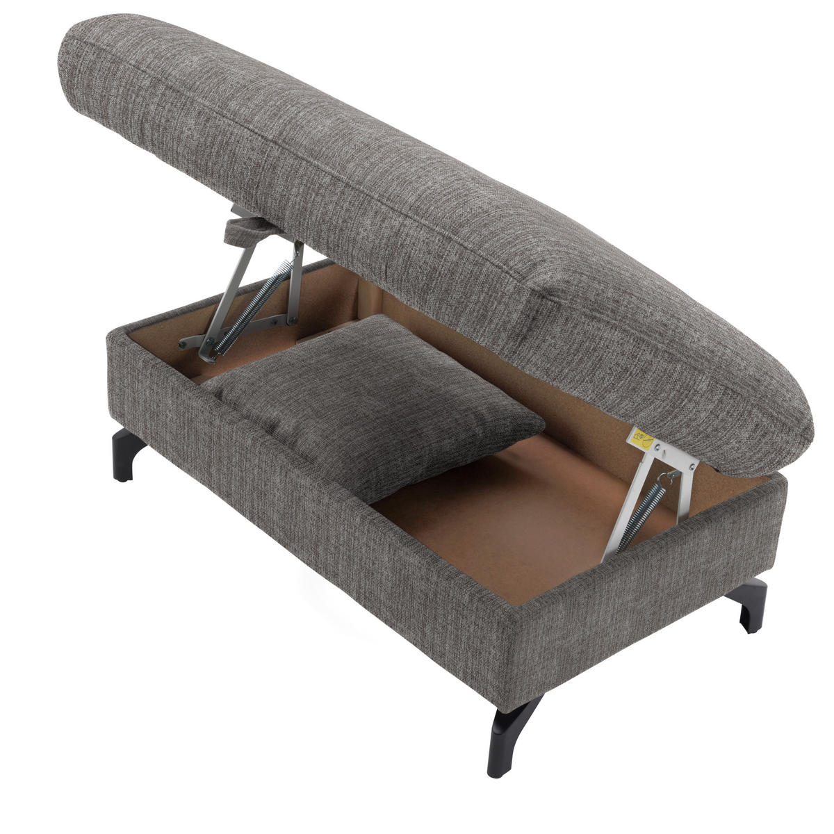 ECKSOFA in Flachgewebe, Leinenoptik Taupe  - Taupe/Schwarz, Design, Textil/Metall (208/247cm) - Xora
