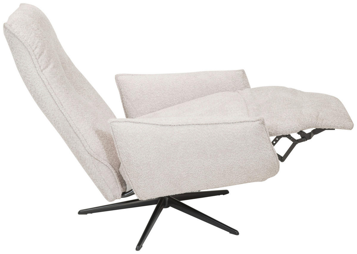 RELAXSESSEL Teddystoff Relaxfunktion    - Hellgrau/Schwarz, Design, Textil/Metall (76/103/86cm) - Welnova