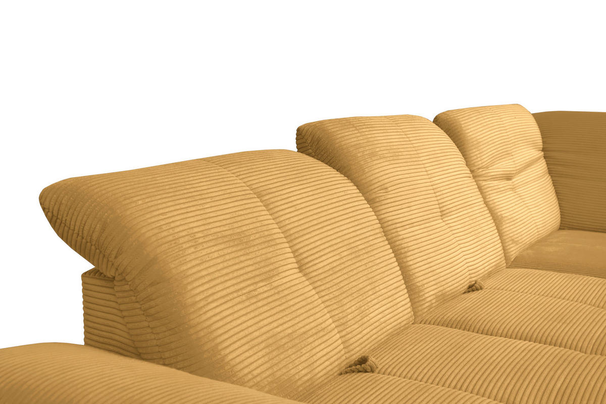 ECKSOFA in Cord Currygelb  - Currygelb/Schwarz, Design, Textil/Metall (313/242cm) - Xora