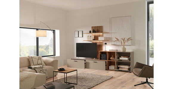 WOHNWAND  in Eichefarben, Greige  296/190/40 cm  - Greige/Eichefarben, MODERN, Holzwerkstoff/Kunststoff (296/190/40cm) - Carryhome