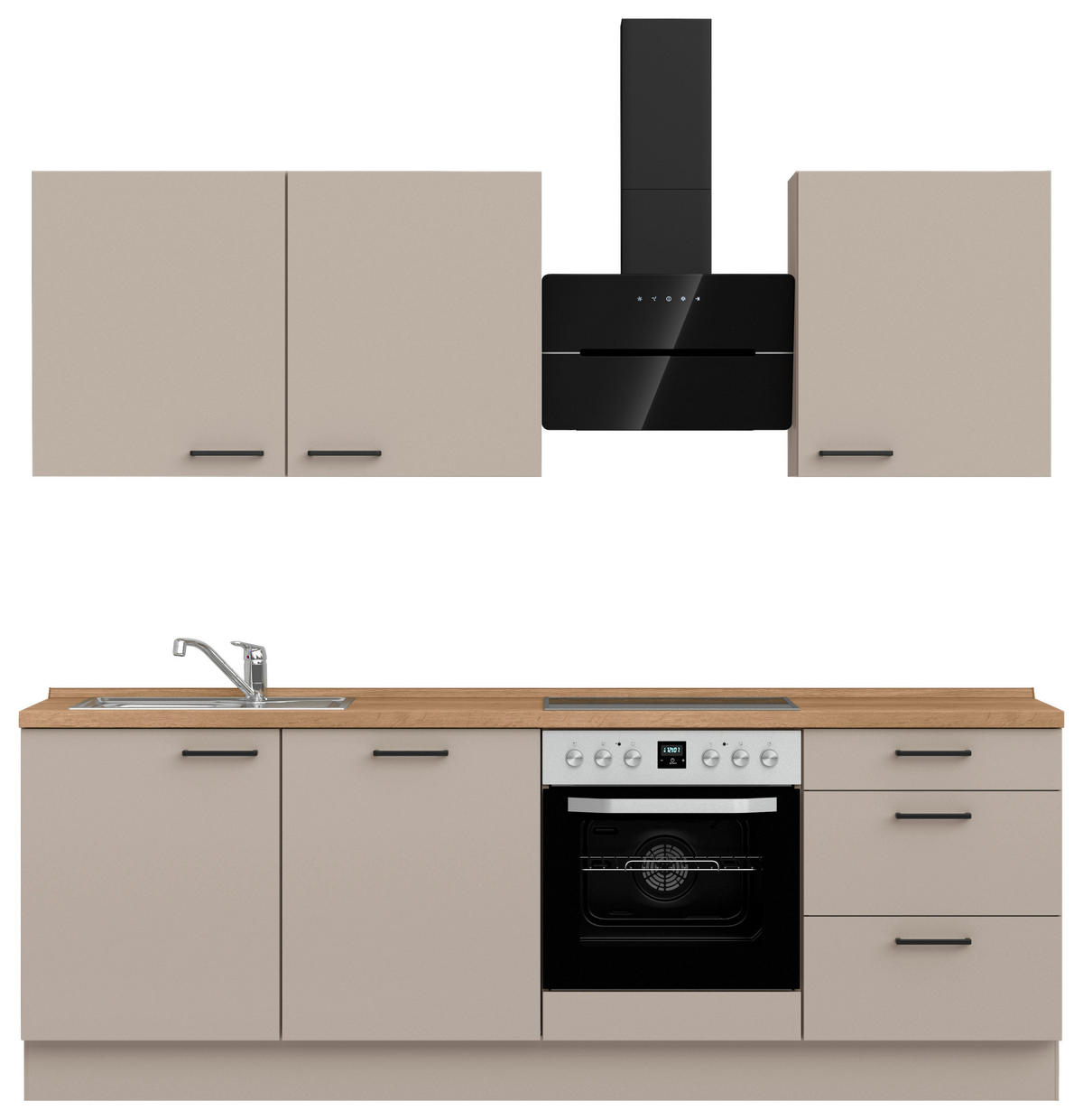 KÜCHENBLOCK Easytouch 240 cm  in Eichefarben, Sandfarben  - Sandfarben/Eichefarben, MODERN, Holzwerkstoff/Metall (240cm) - Nobilia