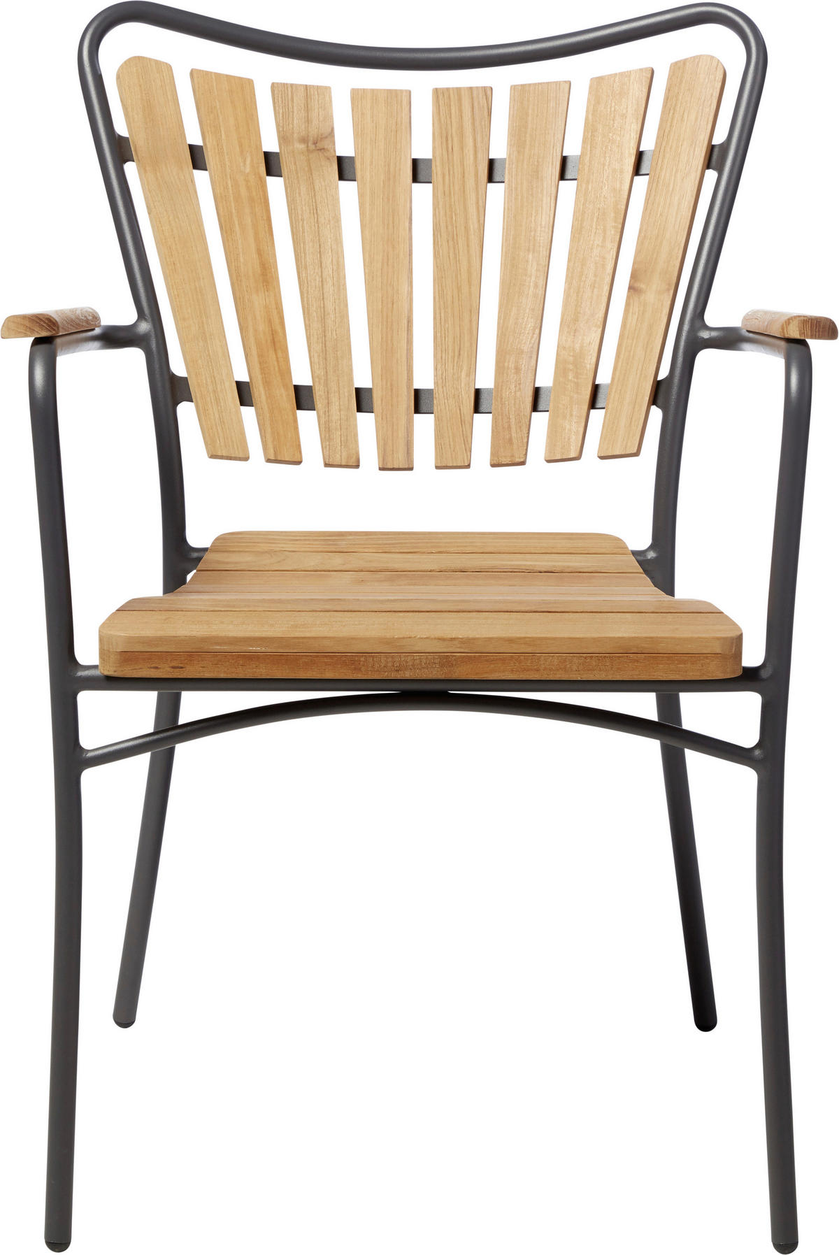 GARTENSTUHL Teakholz Anthrazit, Teakfarben  - Anthrazit/Teakfarben, KONVENTIONELL, Holz/Metall (58,5/78/56,5cm) - Gardenson