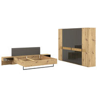 SCHLAFZIMMER Braun, Eiche Bianco  - Eiche Bianco/Braun, Design, Glas/Holz (180/200cm) - Musterring