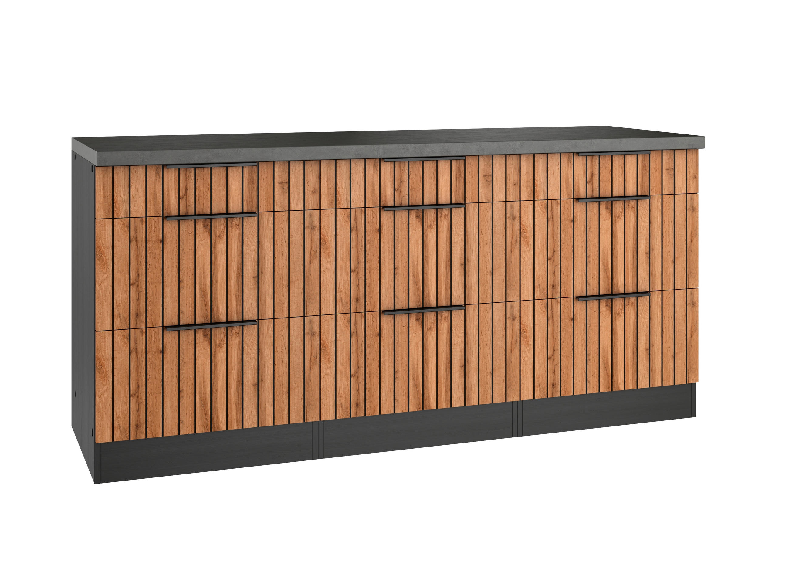 KÜCHENUNTERSCHRANK 180/85/60 cm  in Graphitfarben, Eiche Wotan  - Schieferfarben/Eiche Wotan, Basics, Holzwerkstoff/Metall (180/85/60cm) - Held