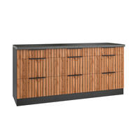 KÜCHENUNTERSCHRANK 180/85/60 cm  in Graphitfarben, Eiche Wotan  - Schieferfarben/Eiche Wotan, Basics, Holzwerkstoff/Metall (180/85/60cm) - Held