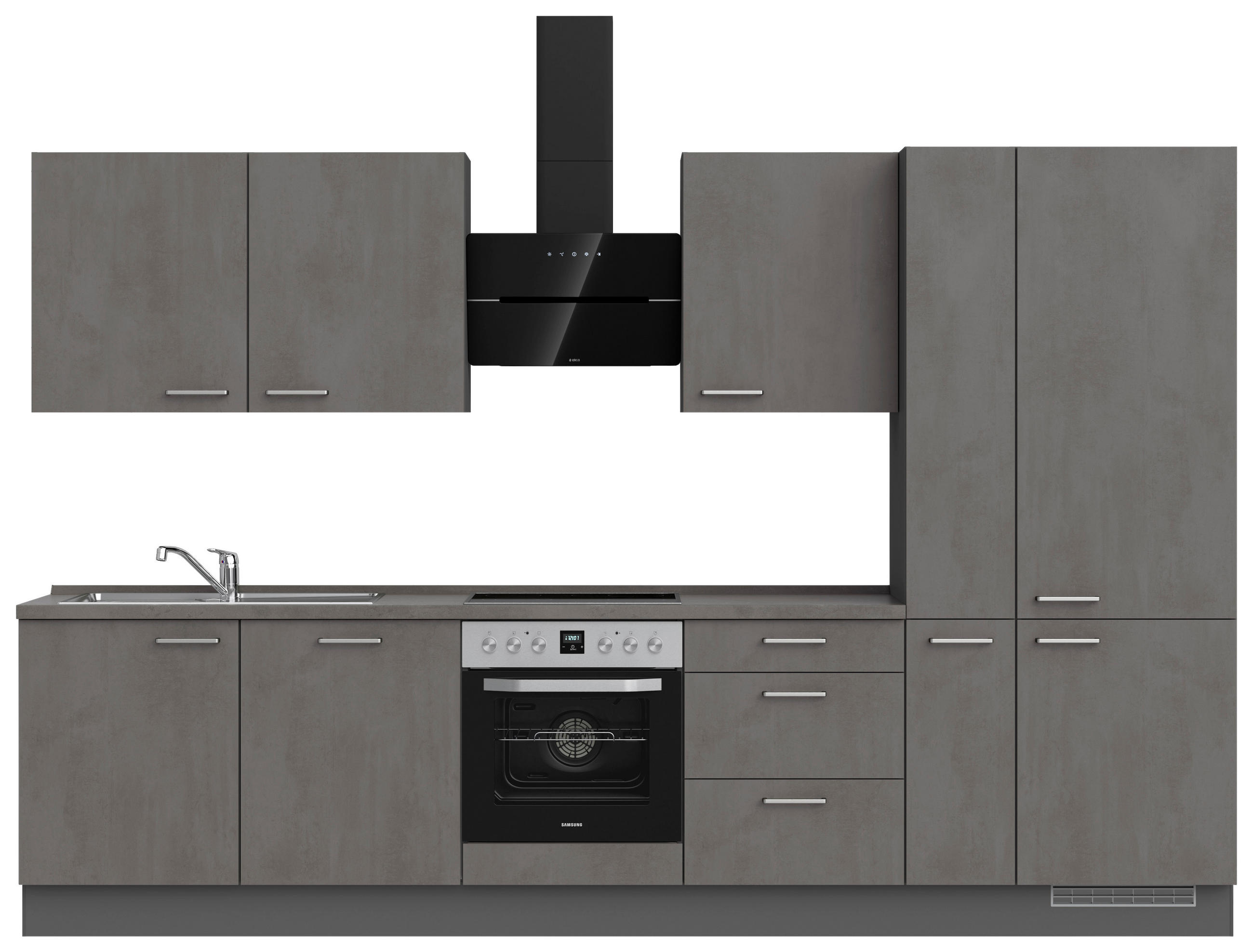 KÜCHENLEERBLOCK 330 cm   in Schieferfarben  - Schieferfarben/Edelstahlfarben, MODERN, Holzwerkstoff/Metall (330cm) - Nobilia