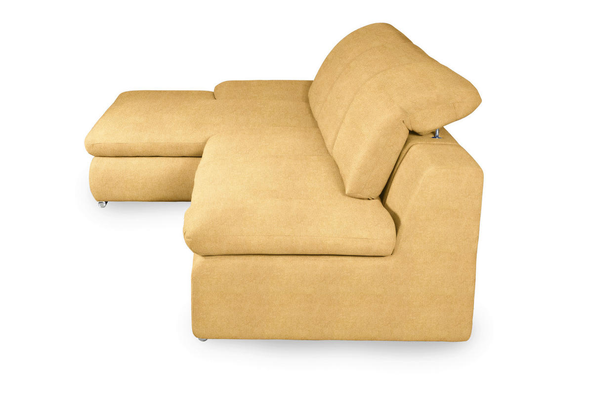 ECKSOFA in Chenille Gelb  165/286 cm  - Chromfarben/Gelb, Design, Textil/Metall (165/286cm) - Livetastic