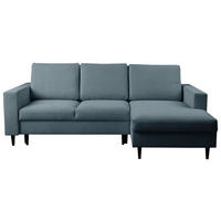 ECKSOFA in Struktur Dunkelgrau  - Dunkelgrau/Schwarz, Modern, Holz/Kunststoff (230/145cm) - MID.YOU