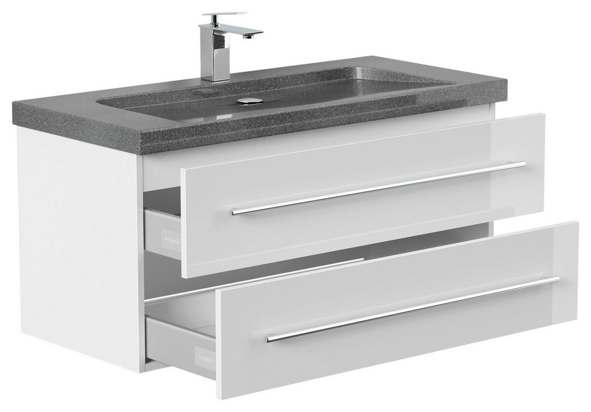 WASCHTISCHKOMBI 100 cm  - Weiß Hochglanz, Basics, Holzwerkstoff/Stein (100cm) - MID.YOU