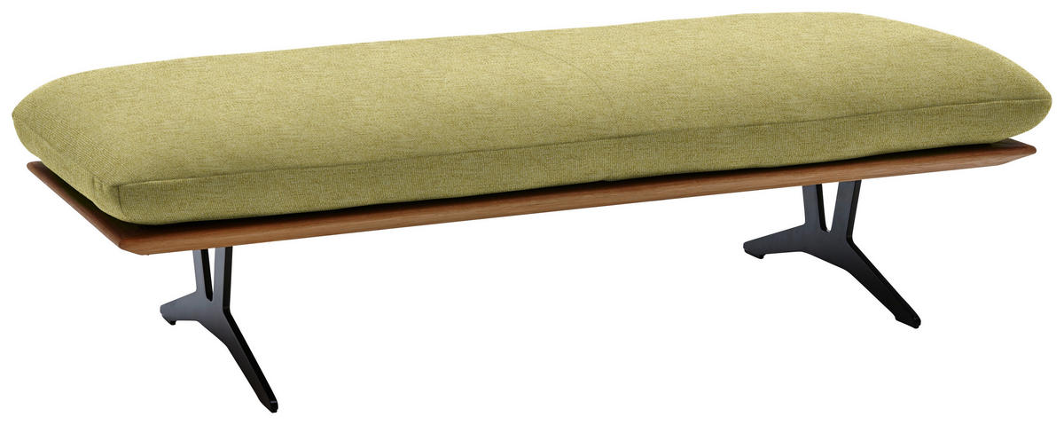 HOCKERBANK in Holz, Textil Limette  - Limette/Schwarz, Design, Holz/Textil (150/43/60cm) - Dieter Knoll
