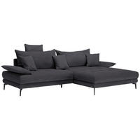 ECKSOFA PRATO Anthrazit Flachgewebe  - Anthrazit/Schwarz, MODERN, Textil/Metall (292/176cm) - MID.YOU