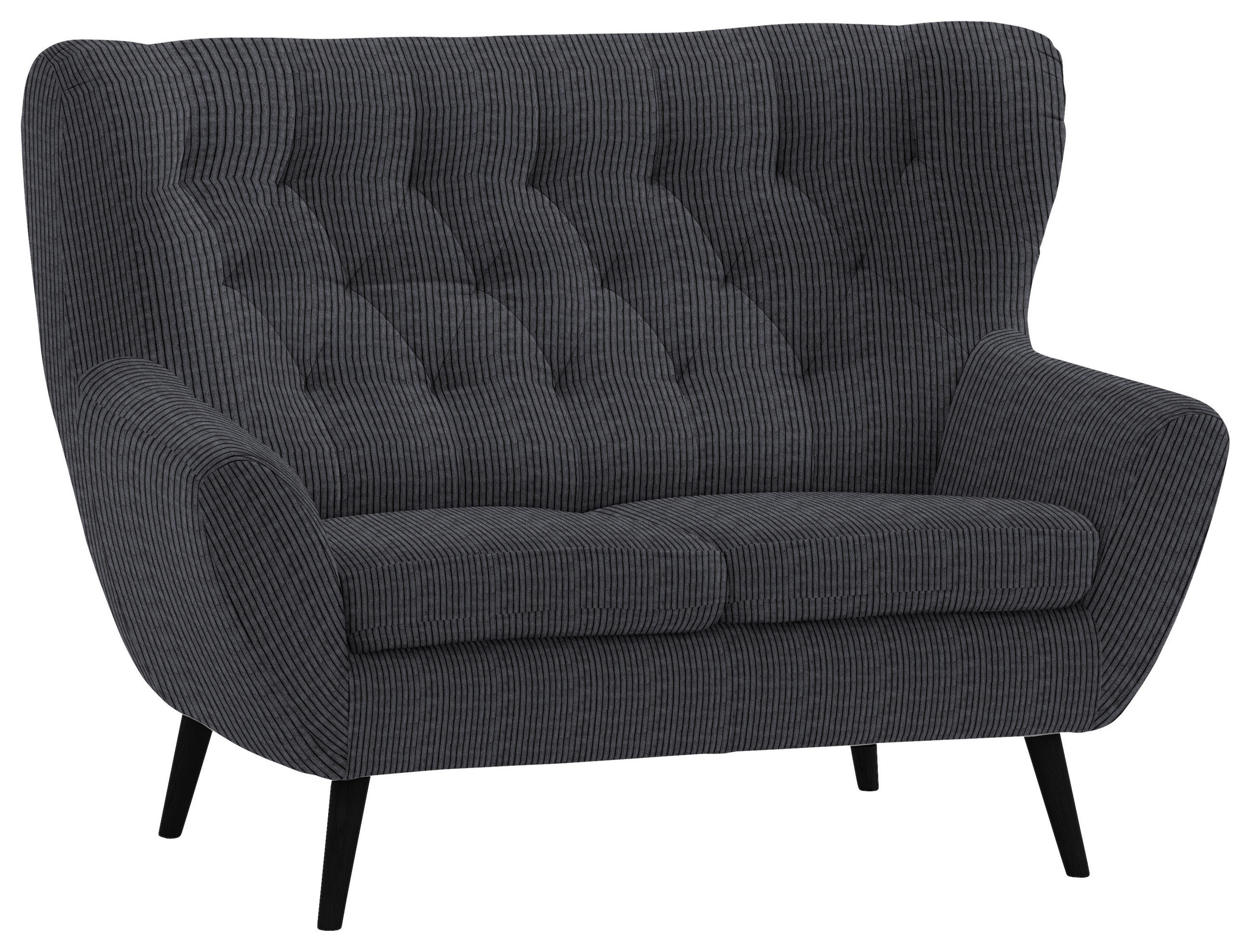 2-SITZER-SOFA Skagen in Cord Anthrazit  - Anthrazit/Schwarz, Design, Holz/Textil (137/101/95cm) - Stylife
