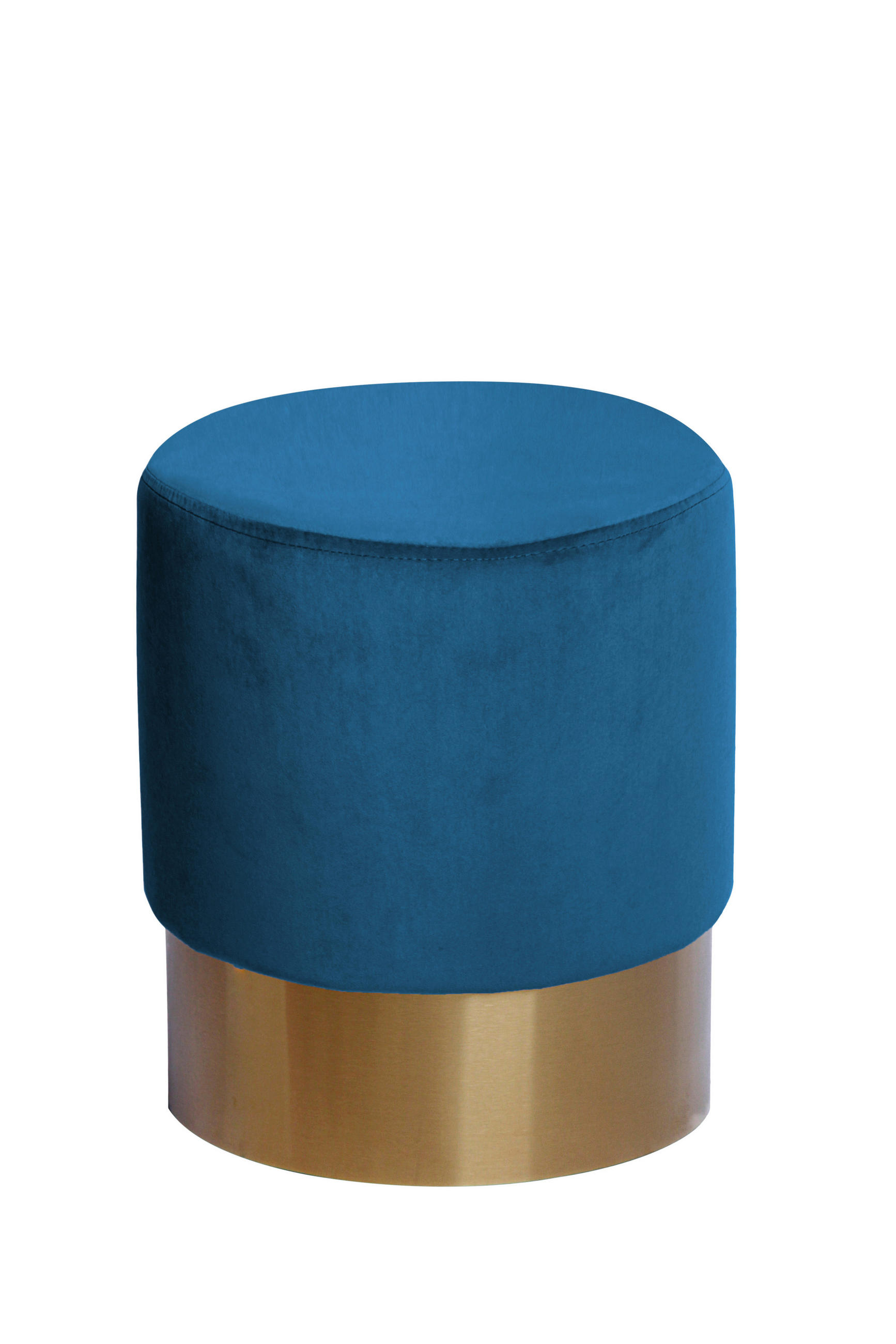 HOCKER Samt Kiefer Blau  - Blau/Goldfarben, Basics, Holz/Textil (35/42cm) - Kayoom