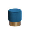 HOCKER Samt Kiefer Blau  - Blau/Goldfarben, Basics, Holz/Textil (35/42cm) - Kayoom