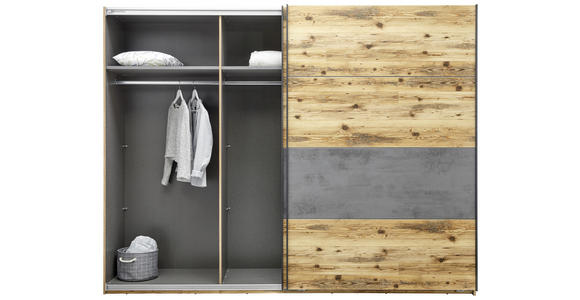Schiebetürenschrank 270cm Alicante, Alpinlook/Betonoxid - Fichtefarben/Grau, MODERN, Holzwerkstoff (270/210/60cm) - Luca Bessoni