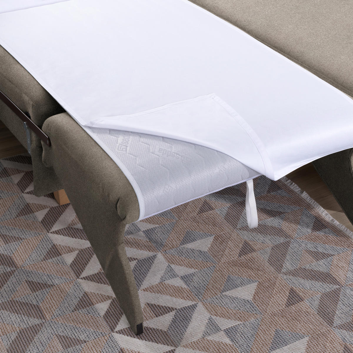 ECKSOFA in Flachgewebe Taupe  261/203 cm  - Taupe/Eichefarben, KONVENTIONELL, Holz/Textil (261/203cm) - Sedda