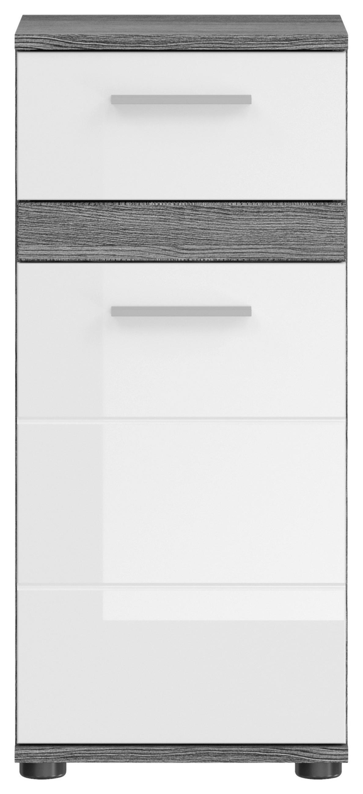 KOPALNICA  bela, visoki sijaj  - srebrne barve/črna, Moderno, umetna masa/steklo (105cm) - MID.YOU