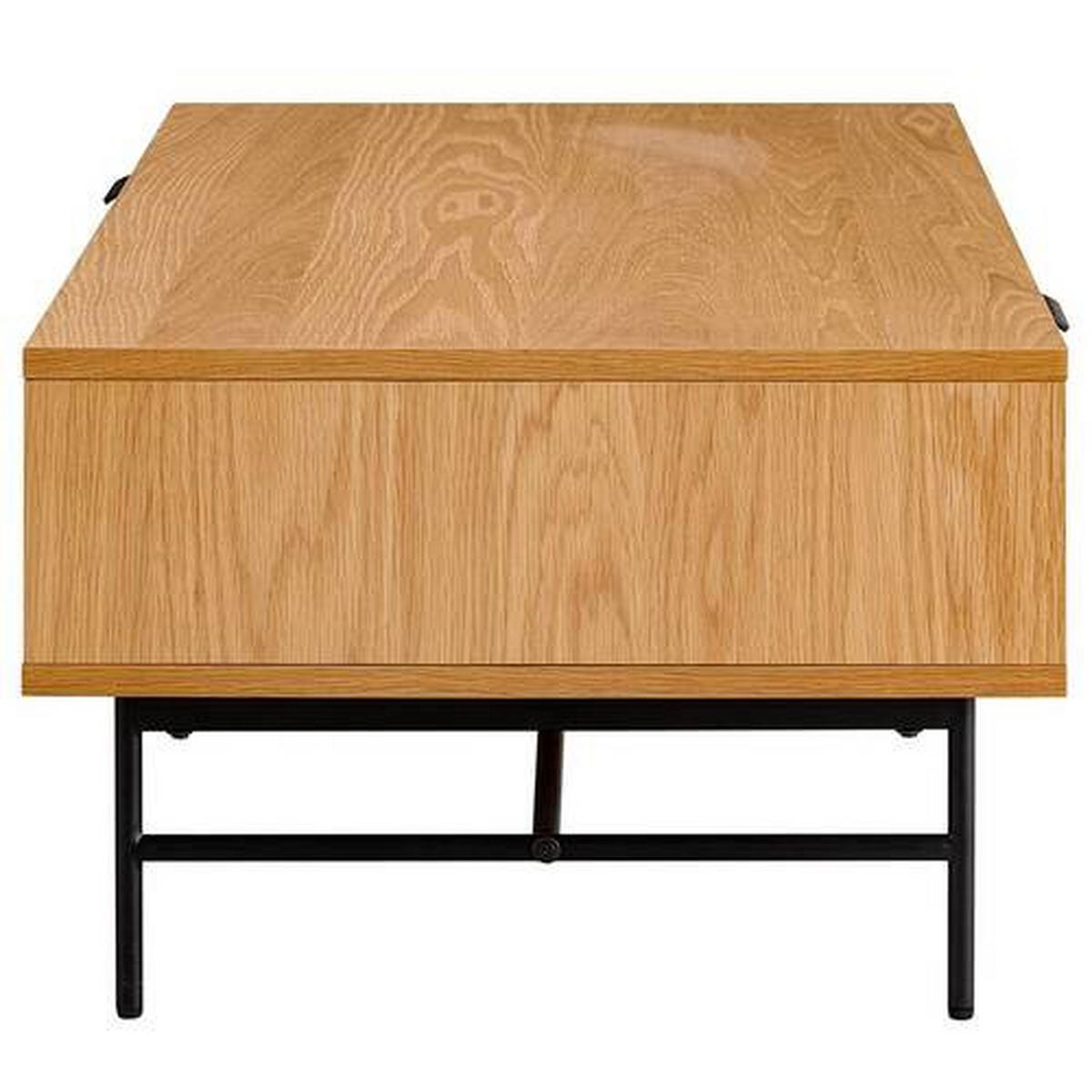 COUCHTISCH Eiche furniert 120/60/40 cm rechteckig Schwarz, Eichefarben  - Eichefarben/Schwarz, MODERN, Holz/Holzwerkstoff (120/60/40cm) - home24