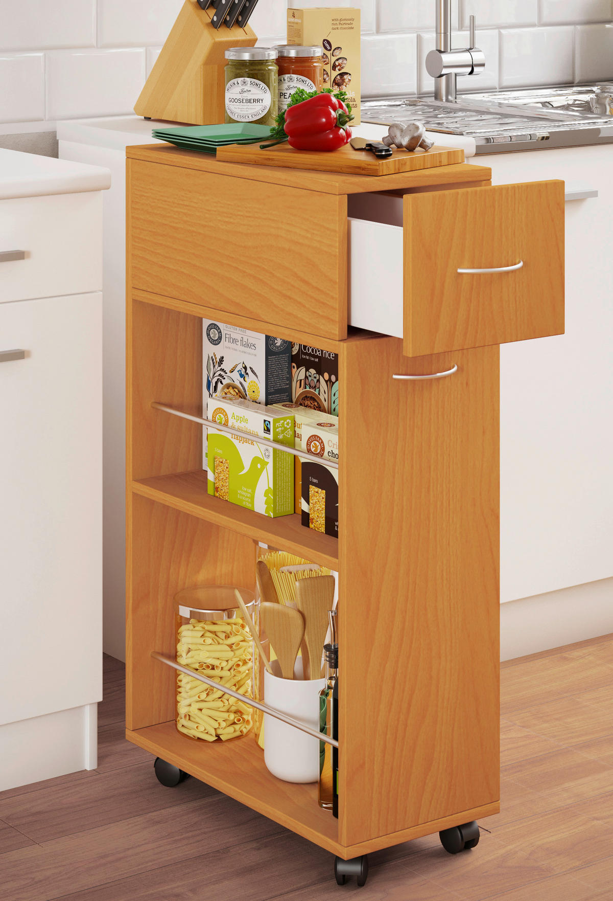 ALLZWECKWAGEN 25/50/85 cm  - Buchefarben, Modern, Holzwerkstoff/Kunststoff (25/50/85cm) - MID.YOU