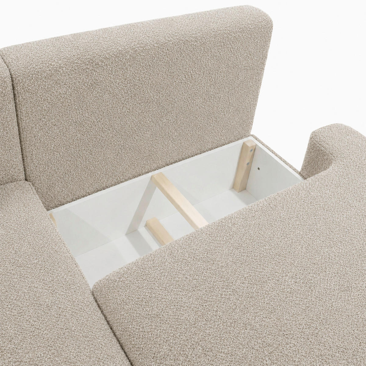 ECKSOFA FREDO Beige Bouclé  - Beige/Schwarz, Design, Kunststoff/Textil (150/233cm) - MID.YOU