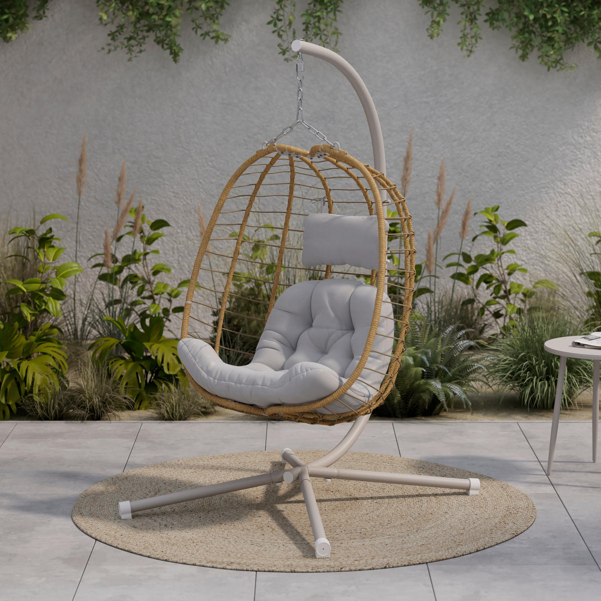 HÄNGESESSEL 100/186/111 cm  - Beige/Hellgrau, MODERN, Kunststoff/Textil (100/186/111cm) - Ambia Garden