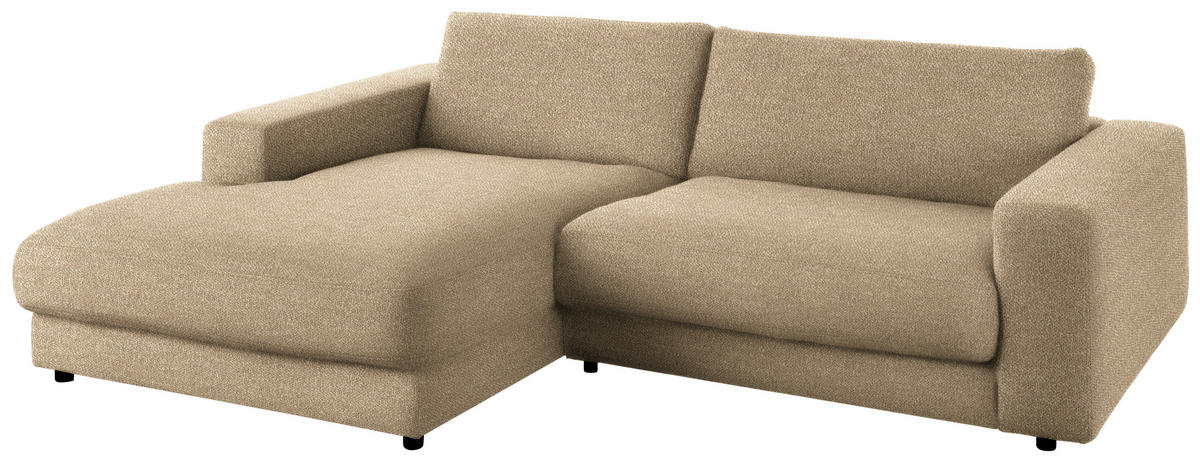 ECKSOFA in Flachgewebe Sandfarben  - Sandfarben/Schwarz, Design, Kunststoff/Textil (190/270cm) - Lomoco