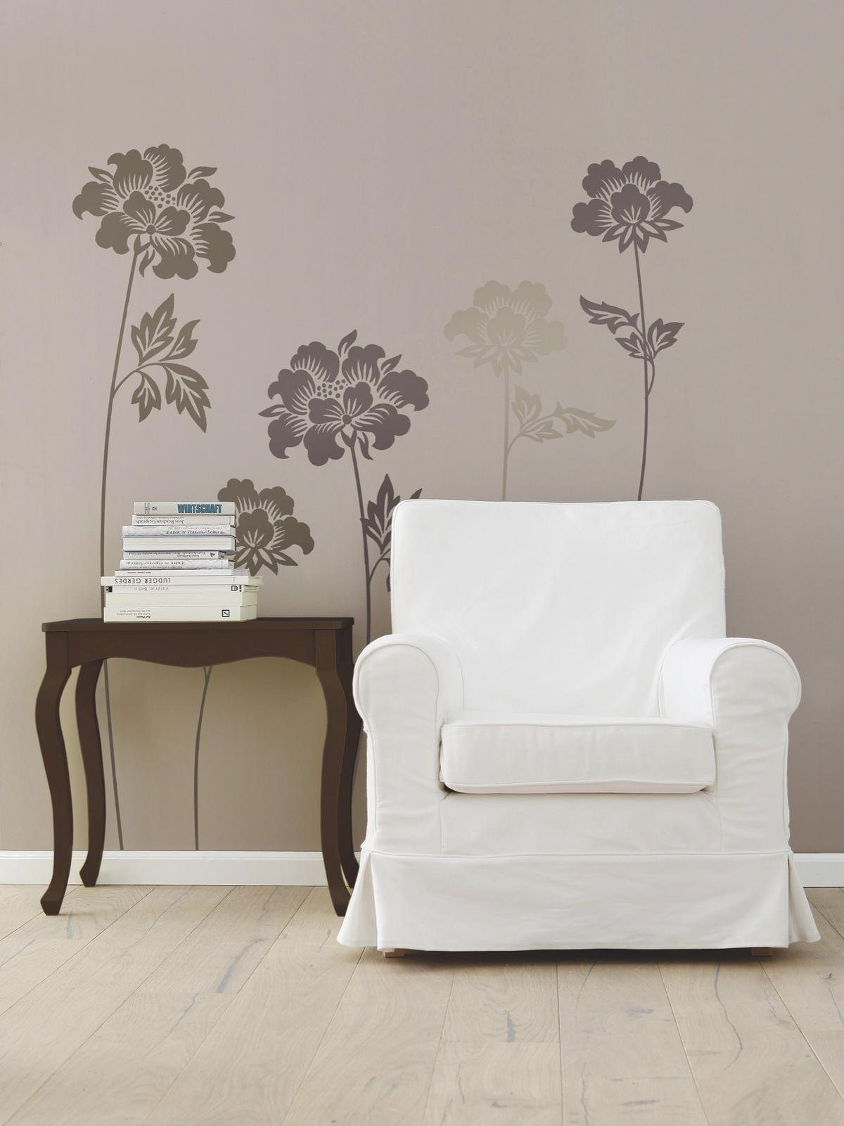 DEKOSTICKER Grace  - Taupe/Klar, Natur, Kunststoff (100/70cm) - Komar