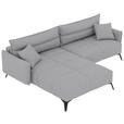 ECKSOFA  in Cord Hellgrau  180/253 cm  - Hellgrau/Schwarz, KONVENTIONELL, Textil/Metall (180/253cm) - Carryhome