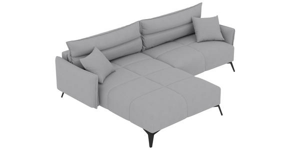 ECKSOFA  in Cord Hellgrau  180/253 cm  - Hellgrau/Schwarz, KONVENTIONELL, Textil/Metall (180/253cm) - Carryhome