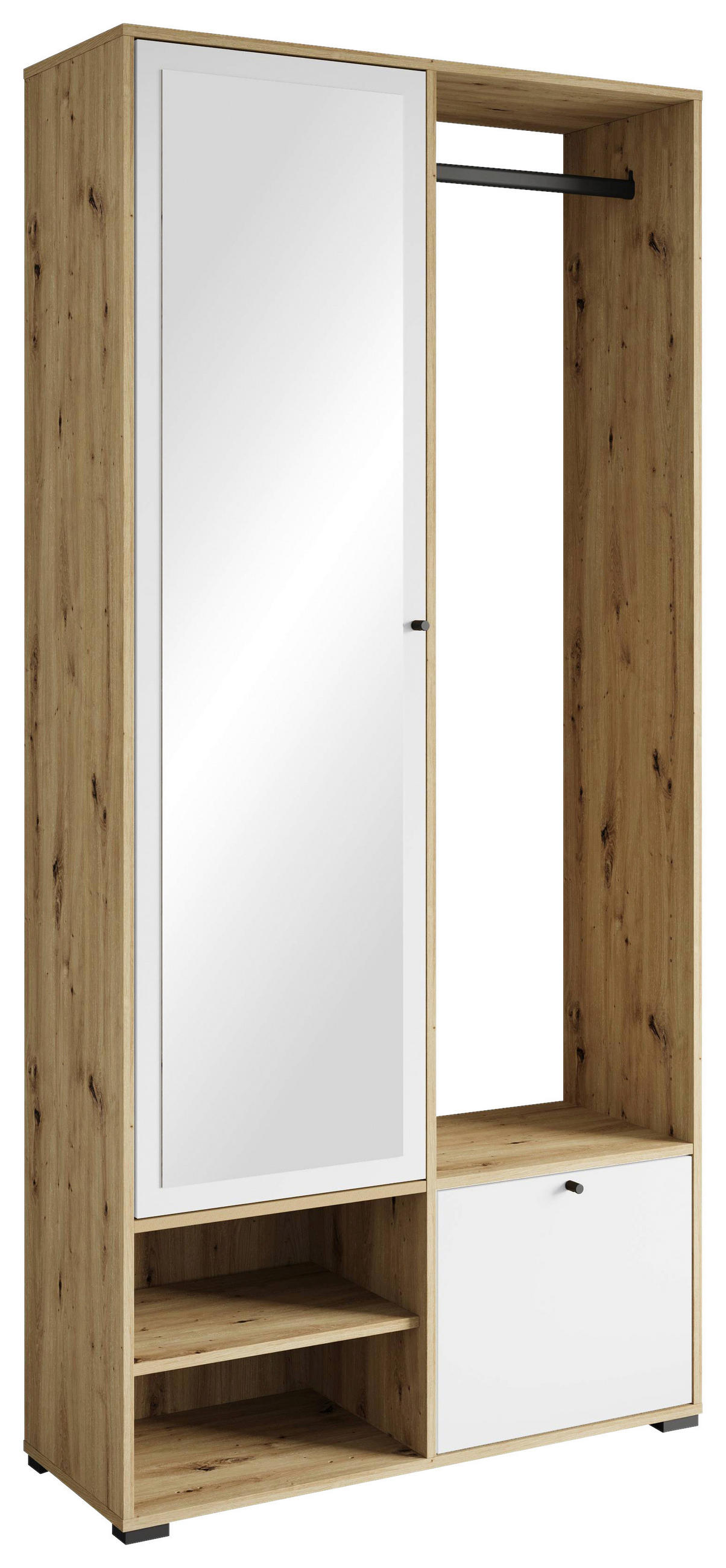 GARDEROBE  in 90/190/33 cm  - Weiß/Eiche Artisan, Trend, Holzwerkstoff (90/190/33cm) - MID.YOU