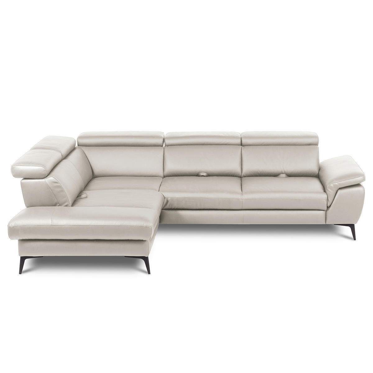 ECKSOFA  in Lederlook Echtleder Platinfarben  220/274 cm  - Platinfarben/Schwarz, Design, Leder/Textil (220/274cm) - Livetastic