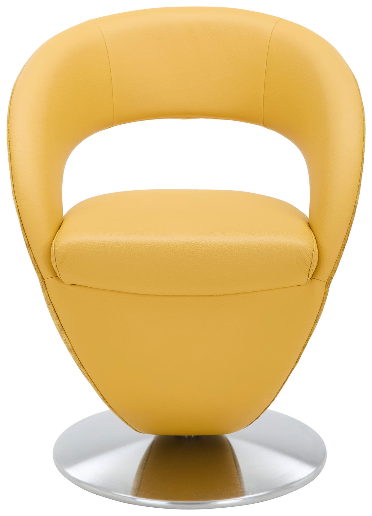 STUHL Flachgewebe Echtleder Gelb  - Edelstahlfarben/Gelb, Design, Leder/Textil (62/86/61cm) - Moderano