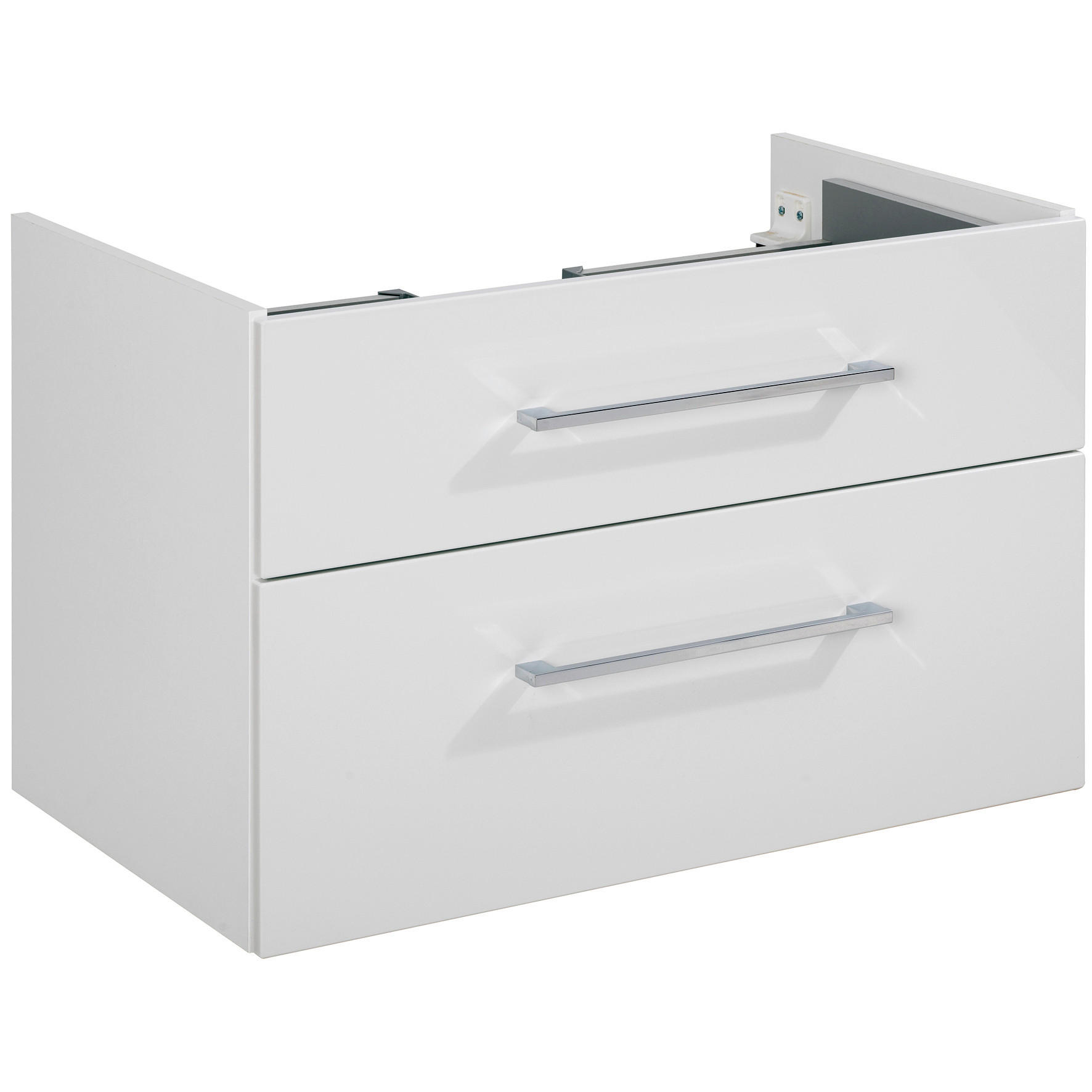 WASCHTISCHUNTERSCHRANK  - Chromfarben/Weiß Hochglanz, KONVENTIONELL, Holzwerkstoff/Metall (80/48,8/50,9cm) - Voleo