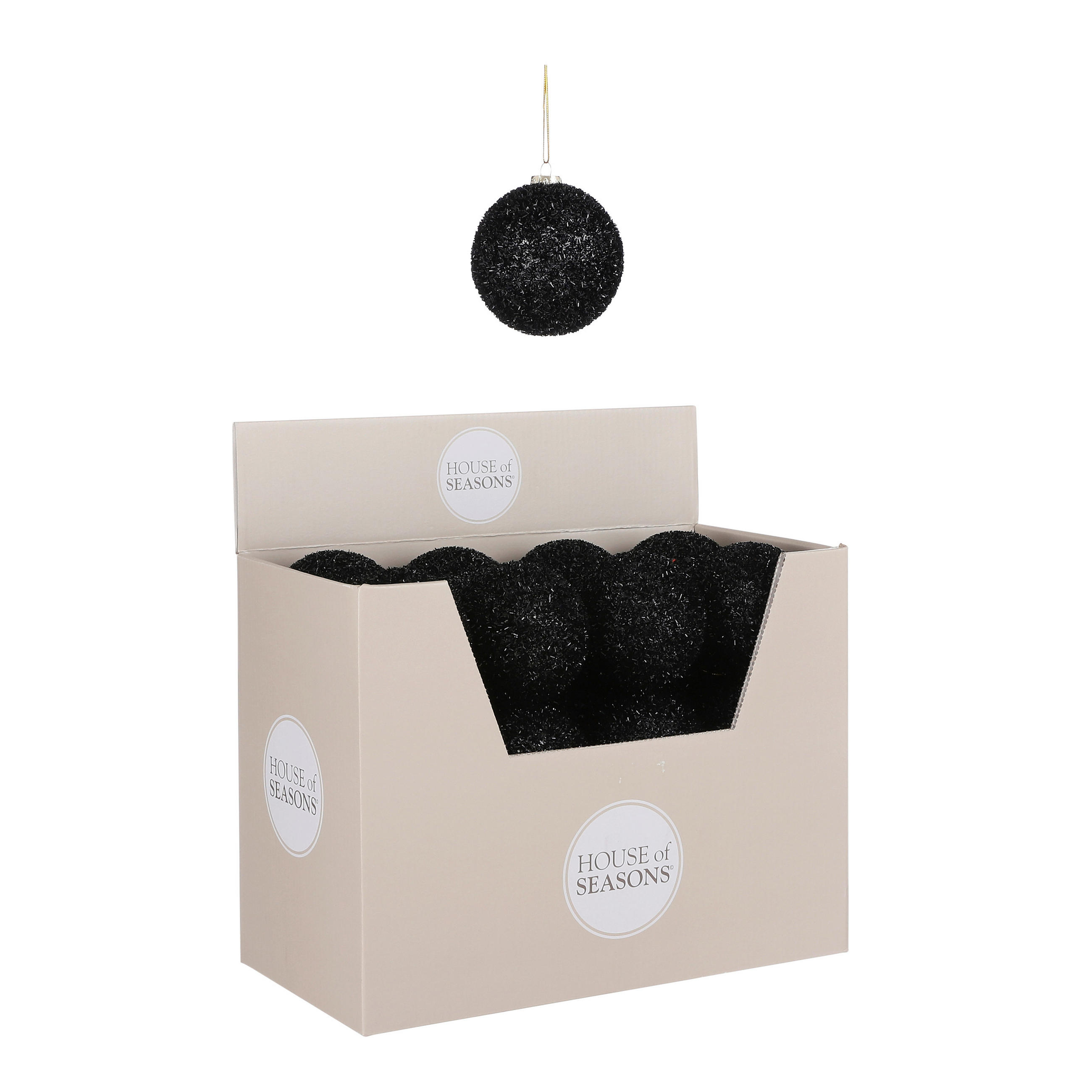 KUGLA ZA JELKU - crna, Osnovno, plastika (8/8cm) - X-Mas