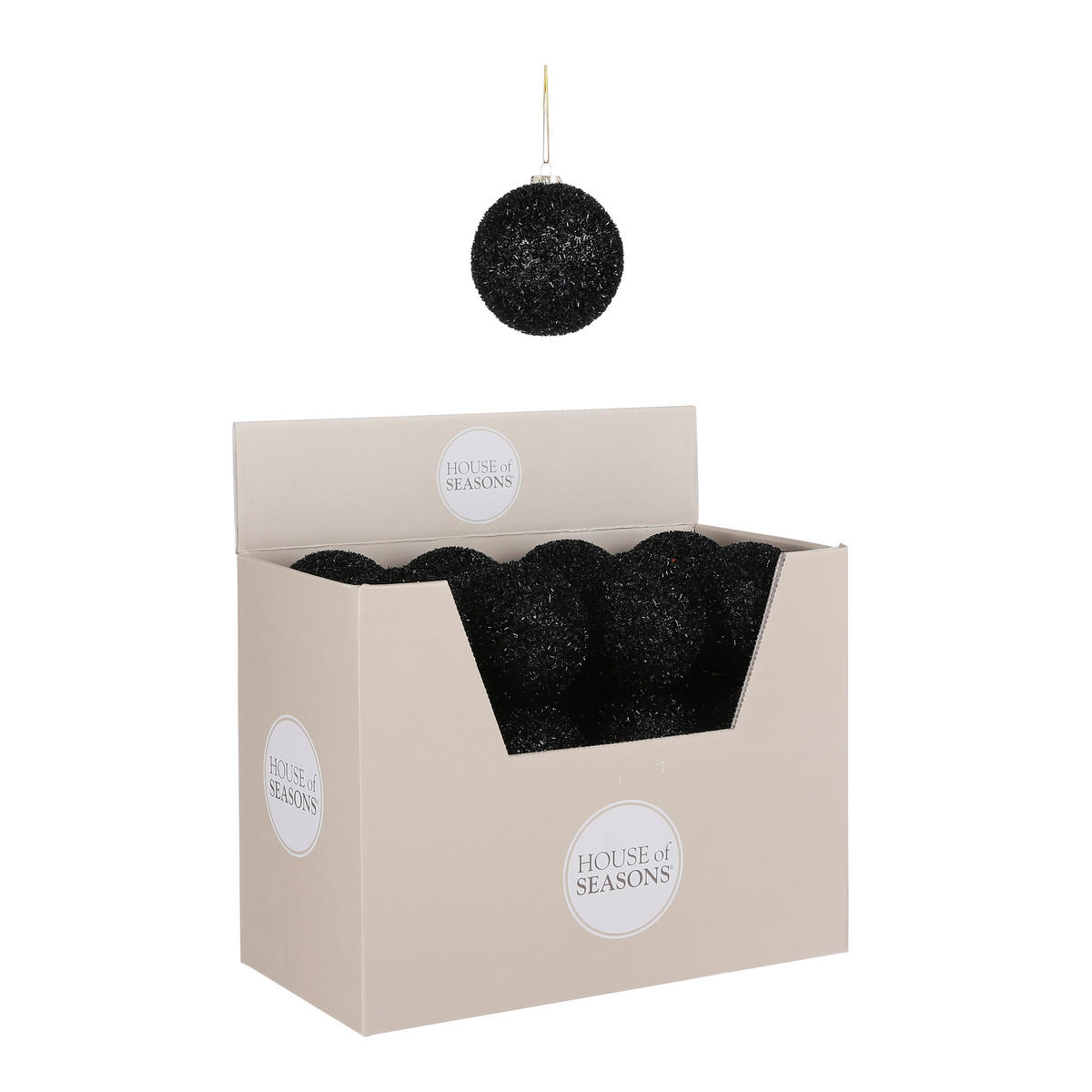 KUGLA ZA JELKU - crna, Osnovno, plastika (8/8cm) - X-Mas