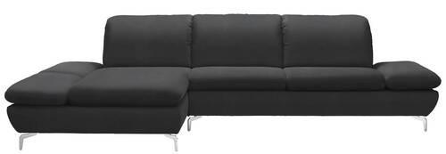 ECKSOFA in Echtleder Graphitfarben  200/315 cm  - Silberfarben/Graphitfarben, Design, Leder/Metall (200/315cm) - Chilliano